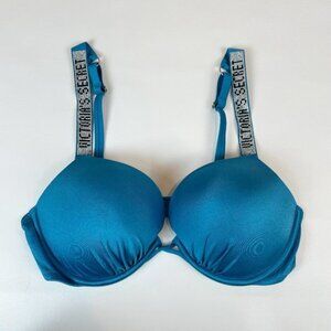 NWOT Victoria's Secret Swim Top 36C Bombshell Adds 2 Cup Sizes Blue